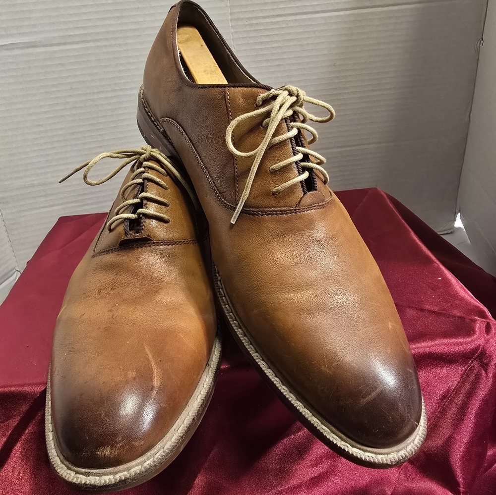 ASTON GREY MEN'S LEU OXFORD DRESS SHOES COGNAC COLOR LEATHER SIZE 12 - Picture 3 of 9
